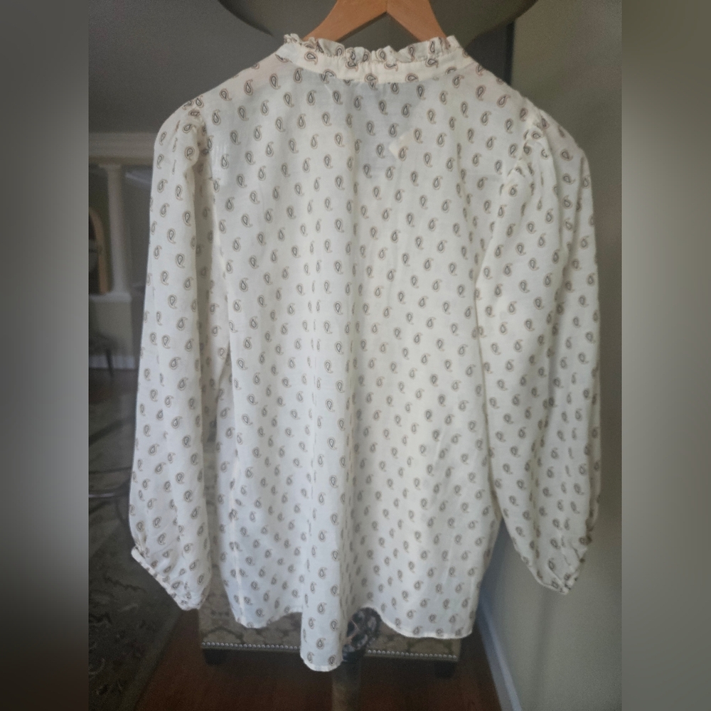 NWOT Ann Taylor Cream Paisley Blouse - Picture 10 of 16